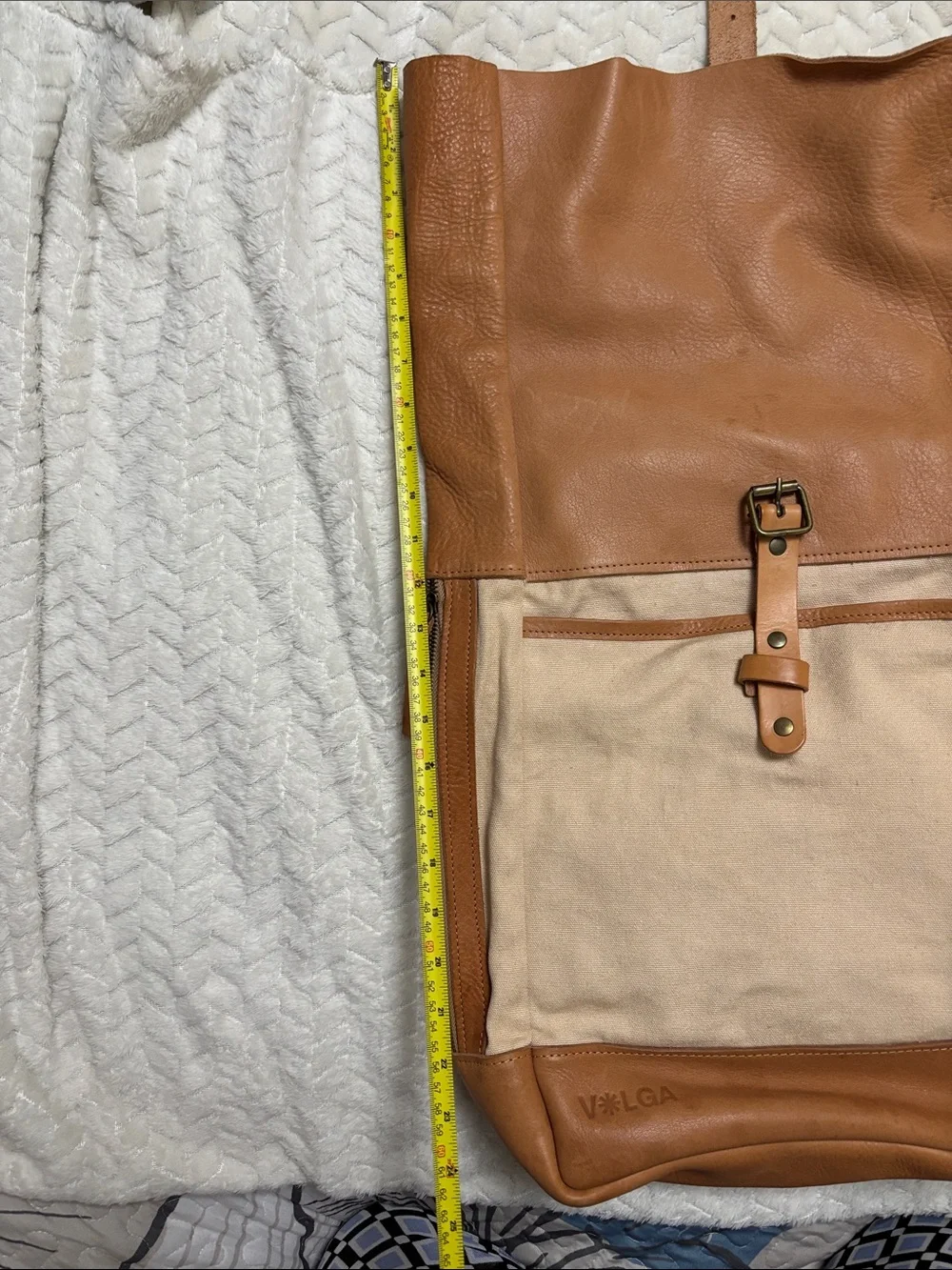 Canvas & Leather Two-Tone Tan Backpack